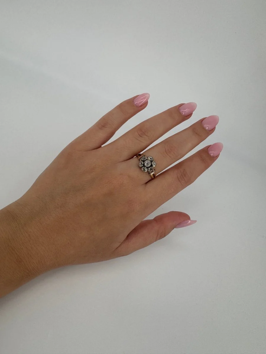 Bague 19eme or jaune 750 et 7 diamants tailles anciennes 0.50 carats total - Image 4