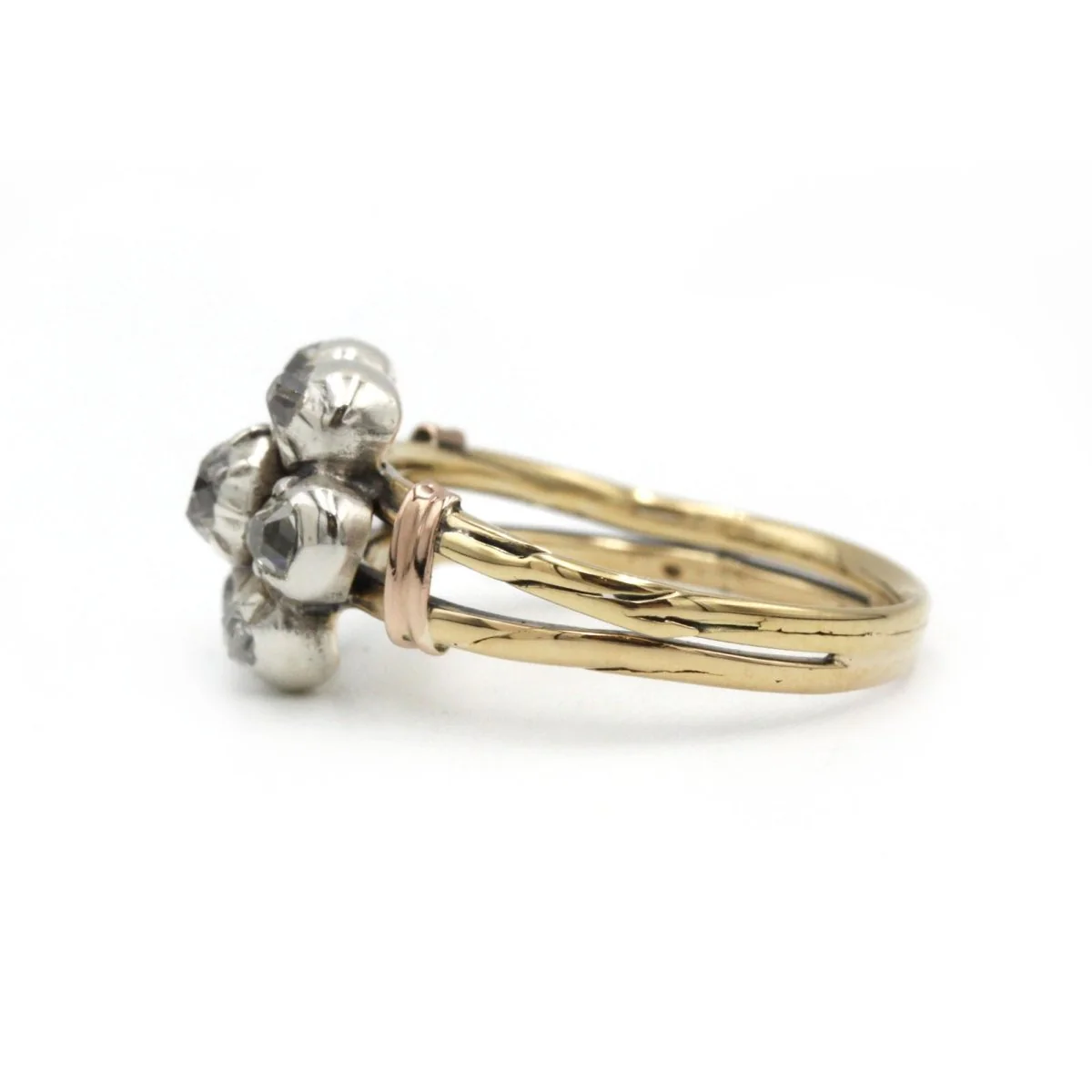 Bague 19eme or jaune 750 et 7 diamants tailles anciennes 0.50 carats total - Image 5