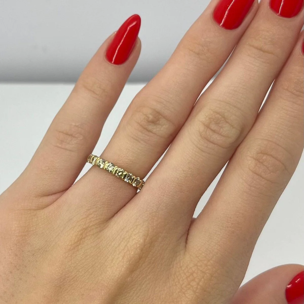 Demi-alliance or jaune et diamants 1 ct - Image 2
