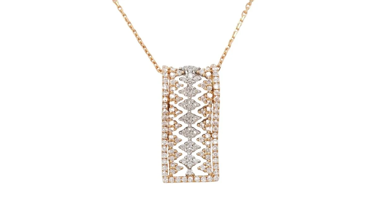 Collier pendentif en or rose et diamants - Image 2