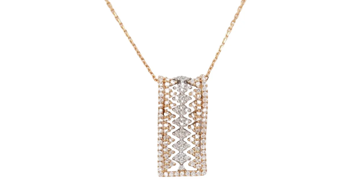 Collier pendentif en or rose et diamants - Image 3