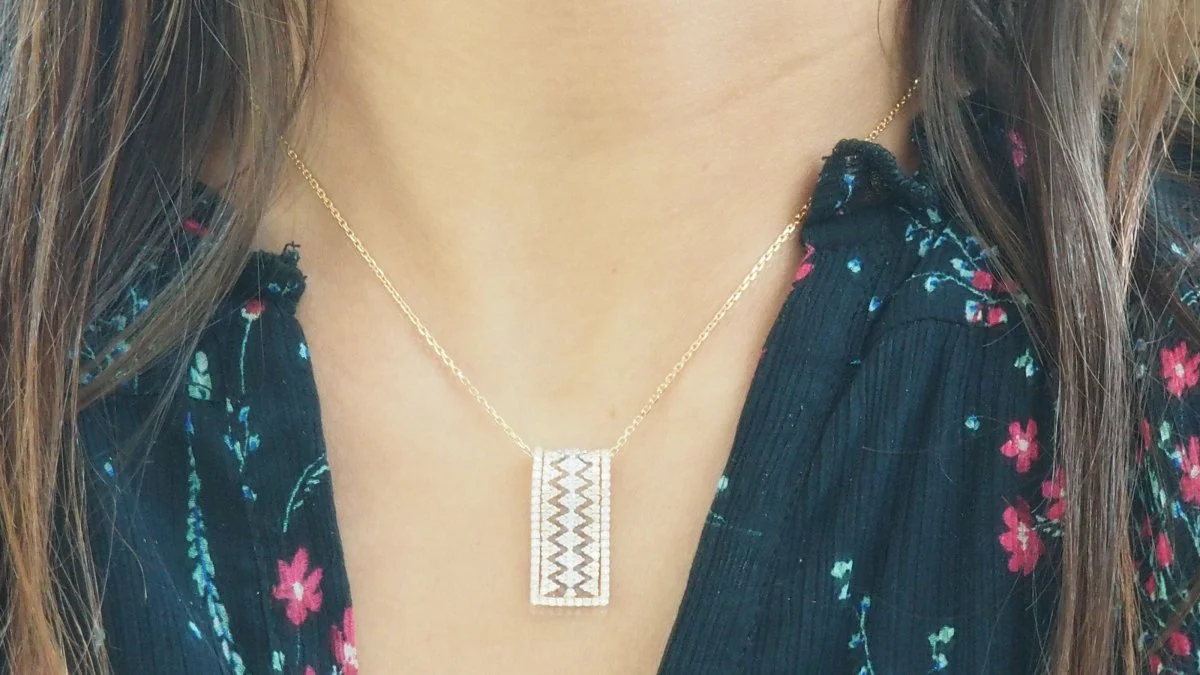 Collier pendentif en or rose et diamants - Image 4
