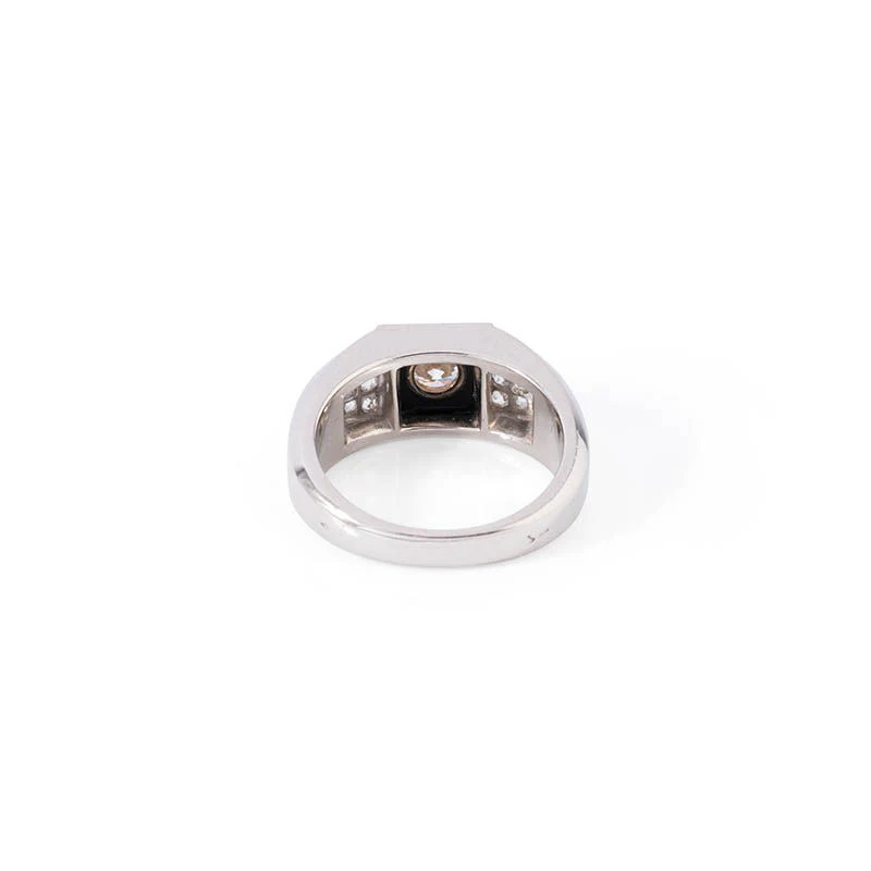 Bague Jonc MELLERIO en or blanc et platine, onyx et diamants - Image 4