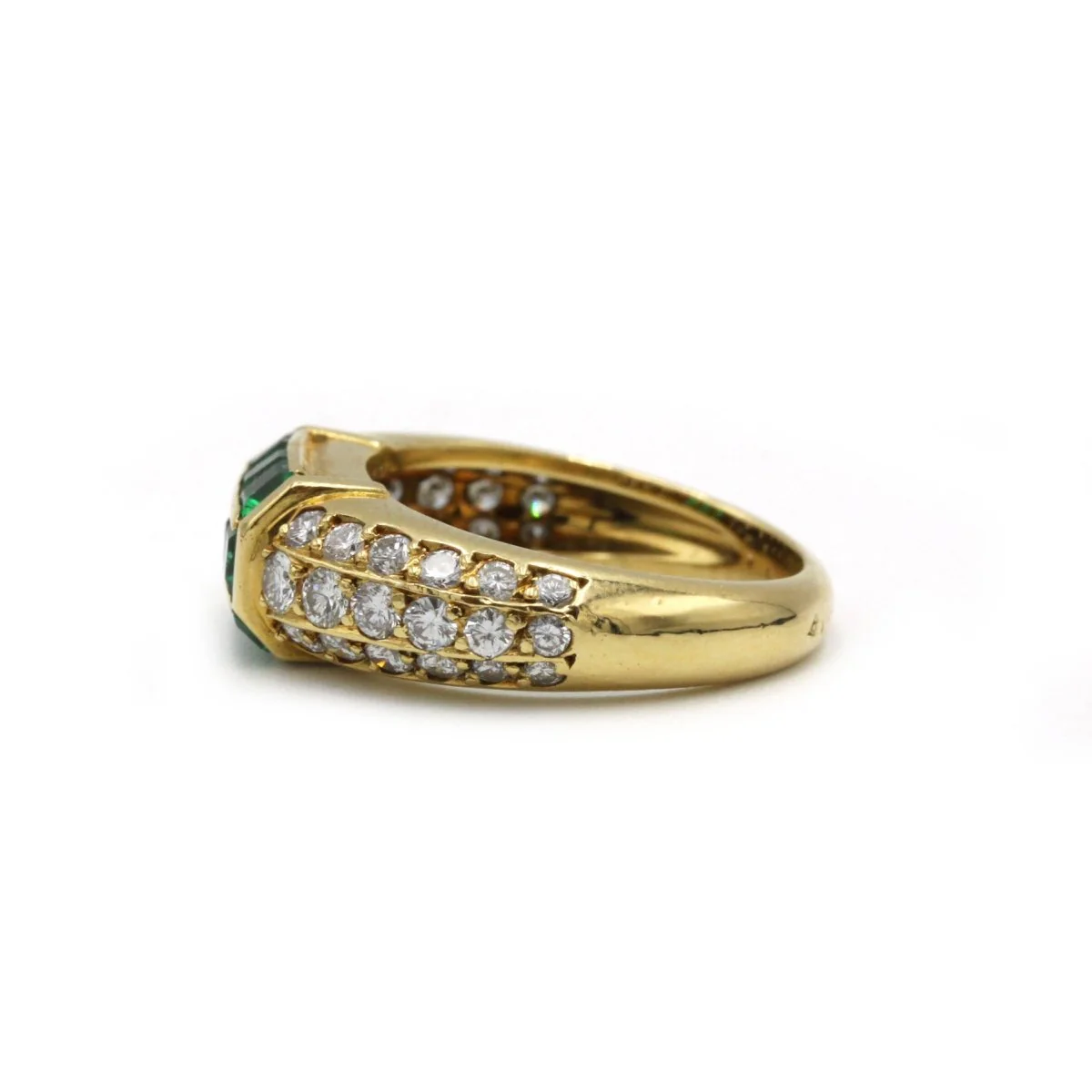 Bague Fred or jaune 750 diamants et émeraude calibrés - Image 3