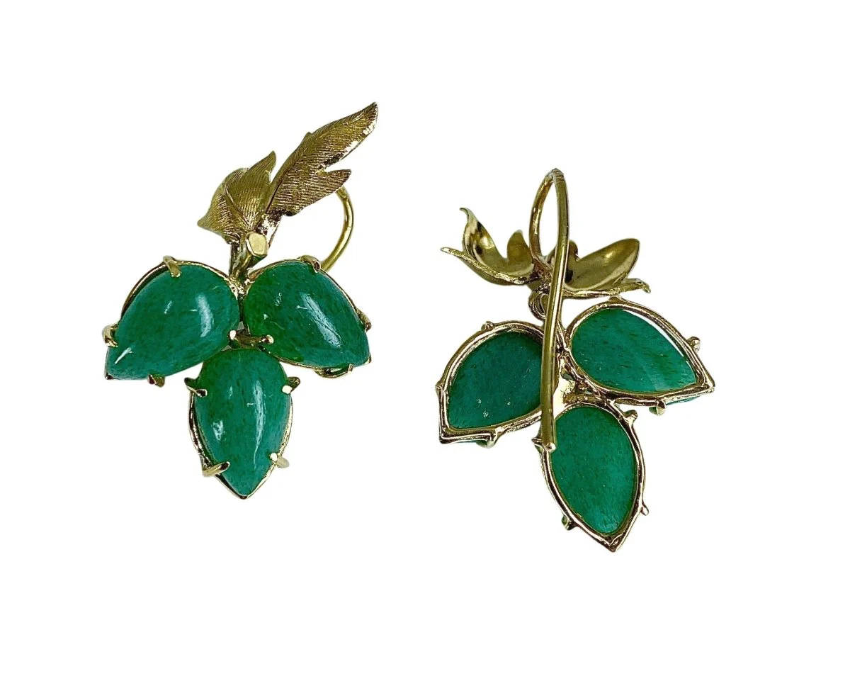 Paire de boucles d’oreille en or jaune et aventurines - Image 4