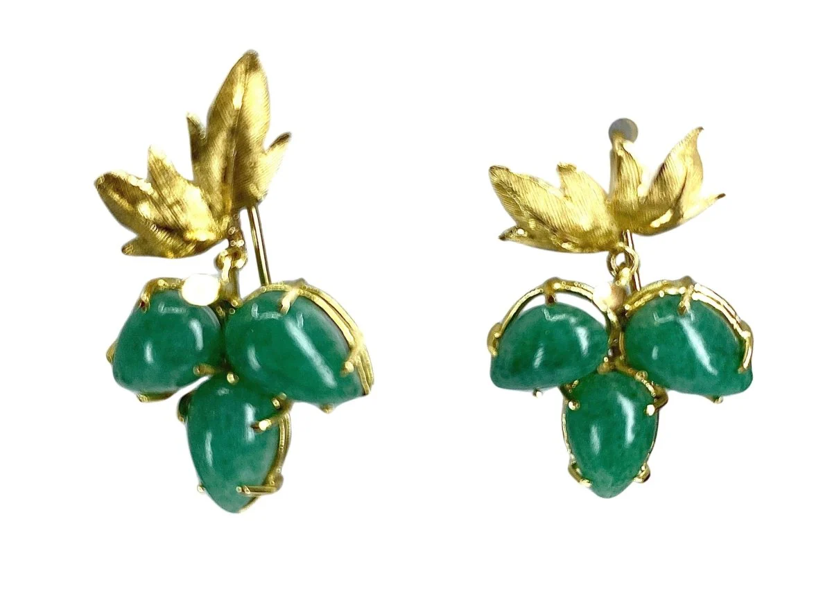 Paire de boucles d’oreille en or jaune et aventurines - Image 5