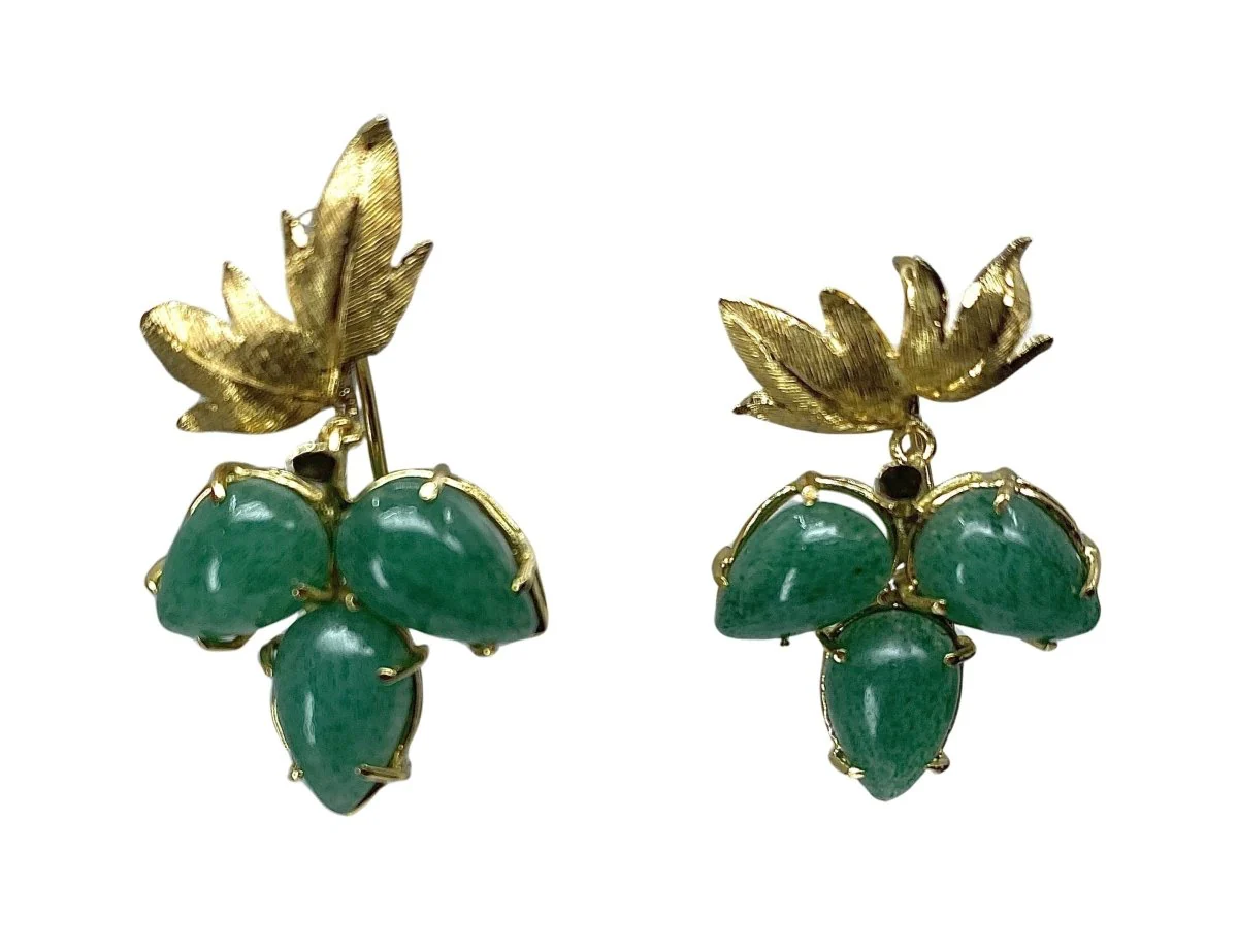 Paire de boucles d’oreille en or jaune et aventurines - Image 7
