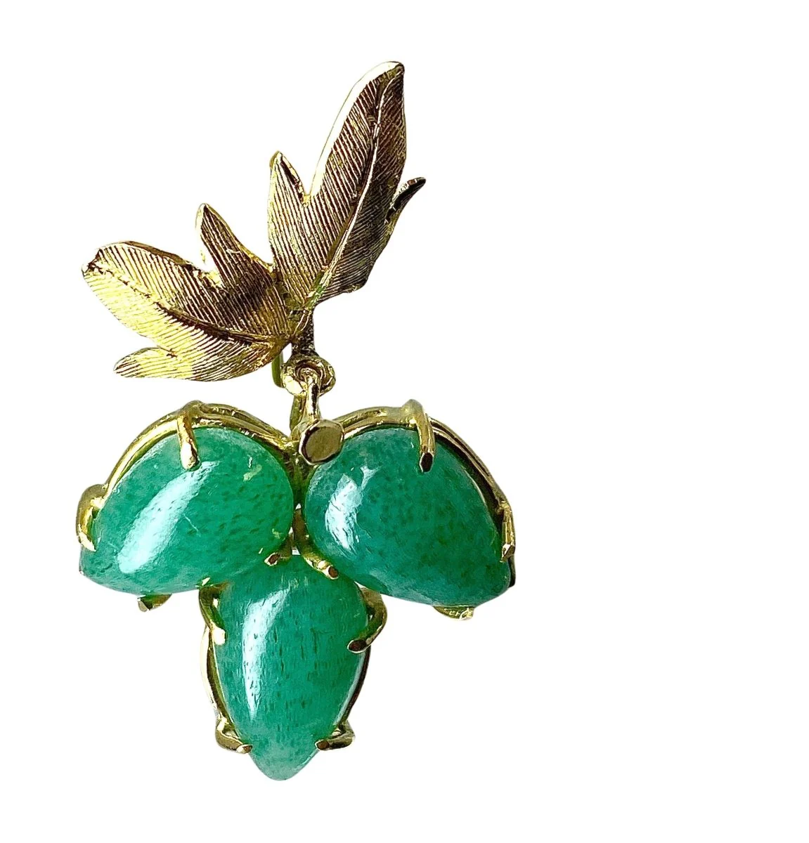 Paire de boucles d’oreille en or jaune et aventurines - Image 9