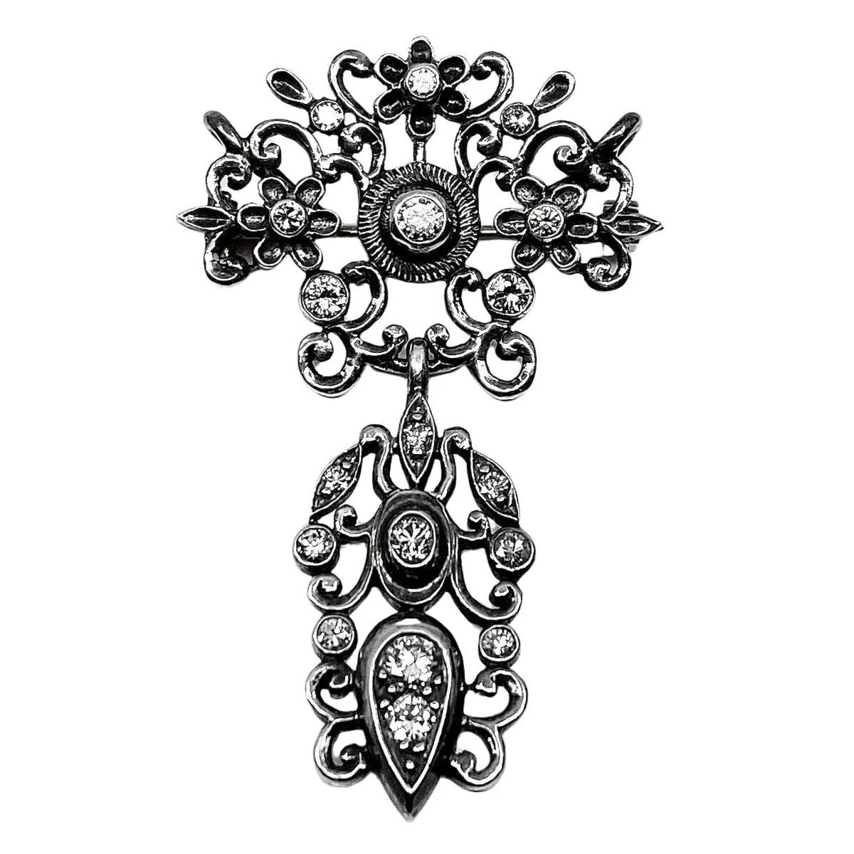 Broche pendentif en or et argent sertie de diamants, époque Napoléon III - Image 3
