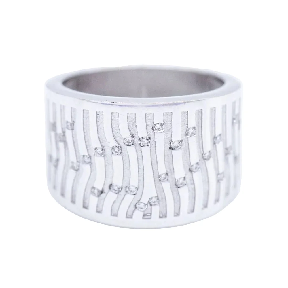 Bague Bandeau BAMBU en or blanc et diamants d'occasion