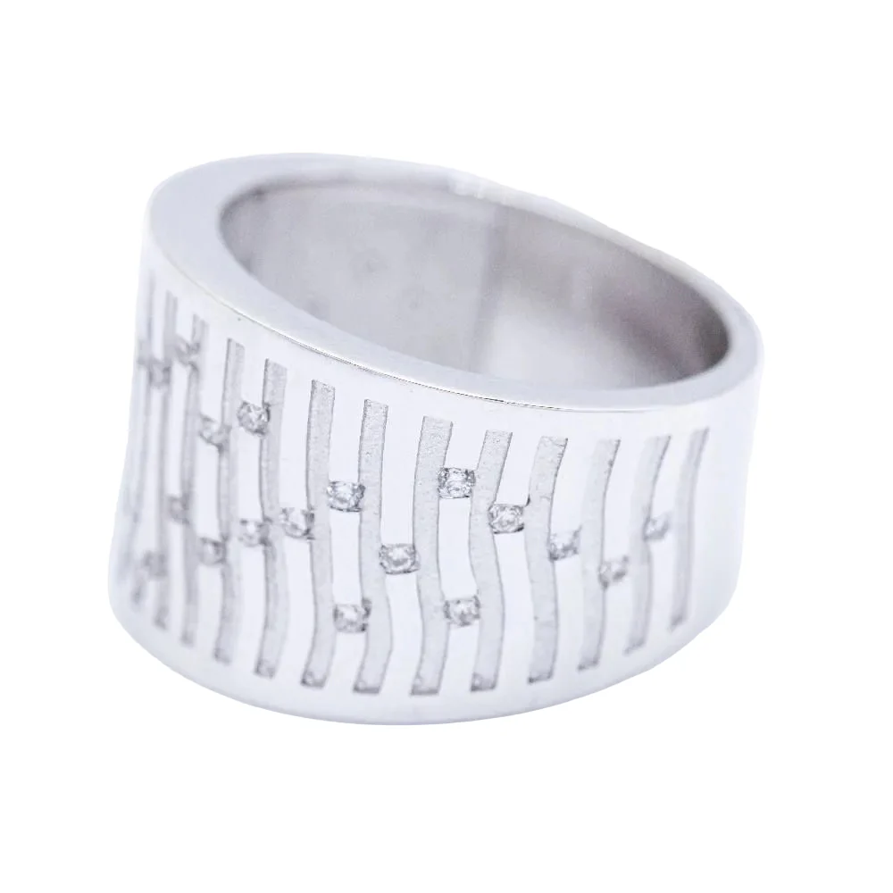 Bague Bandeau BAMBU en or blanc et diamants d'occasion - Image 2