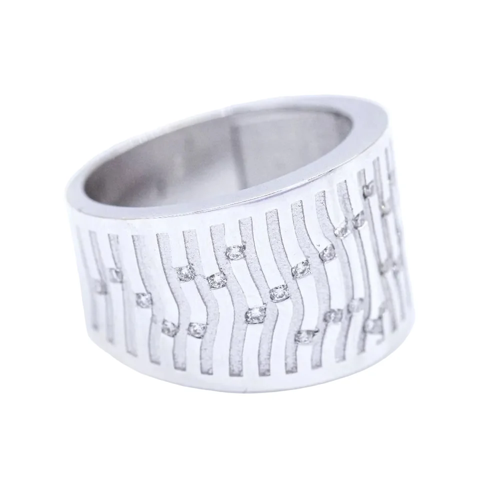 Bague Bandeau BAMBU en or blanc et diamants d'occasion - Image 4