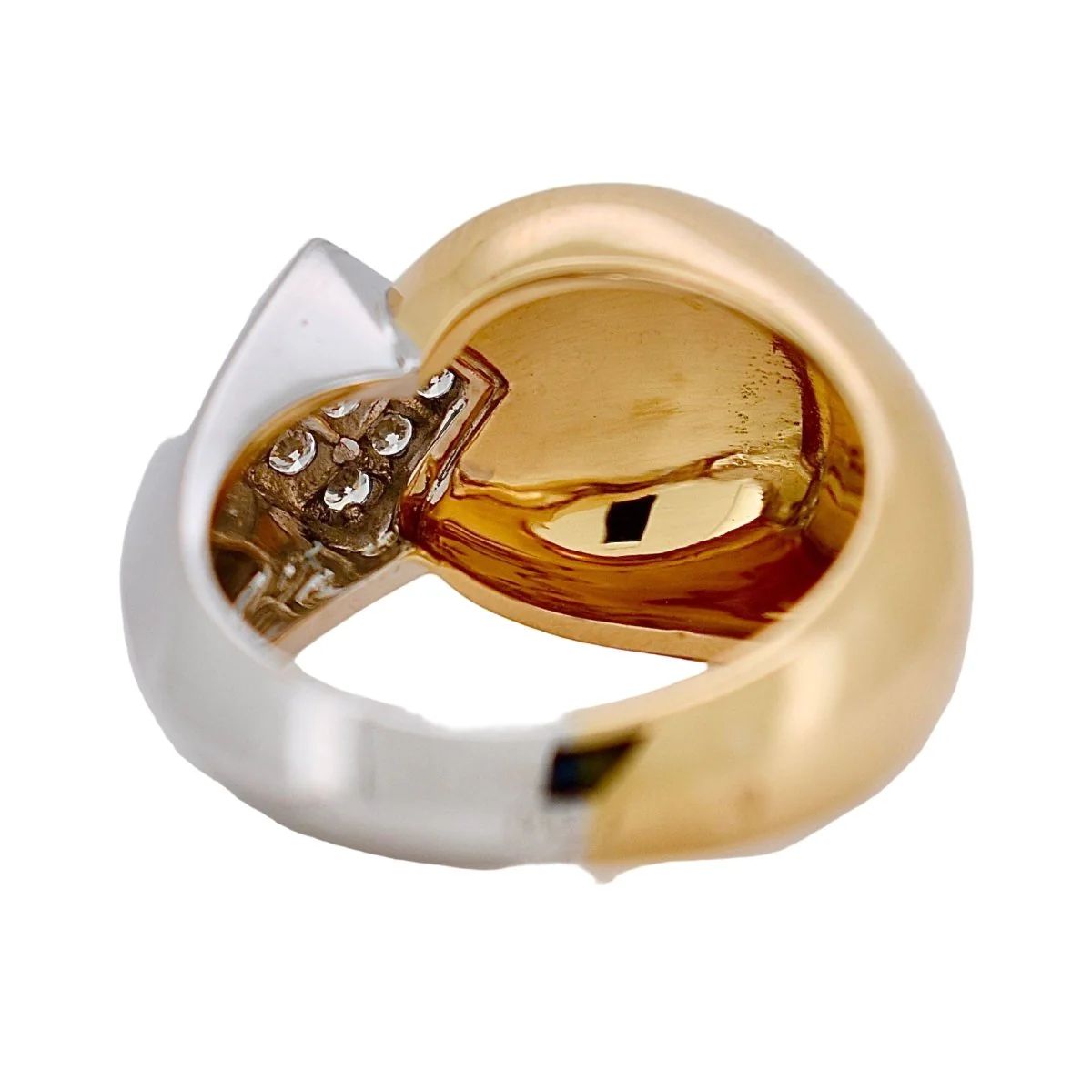 Bague Chevalière FRED en or jaune, or blanc et diamants - Image 3