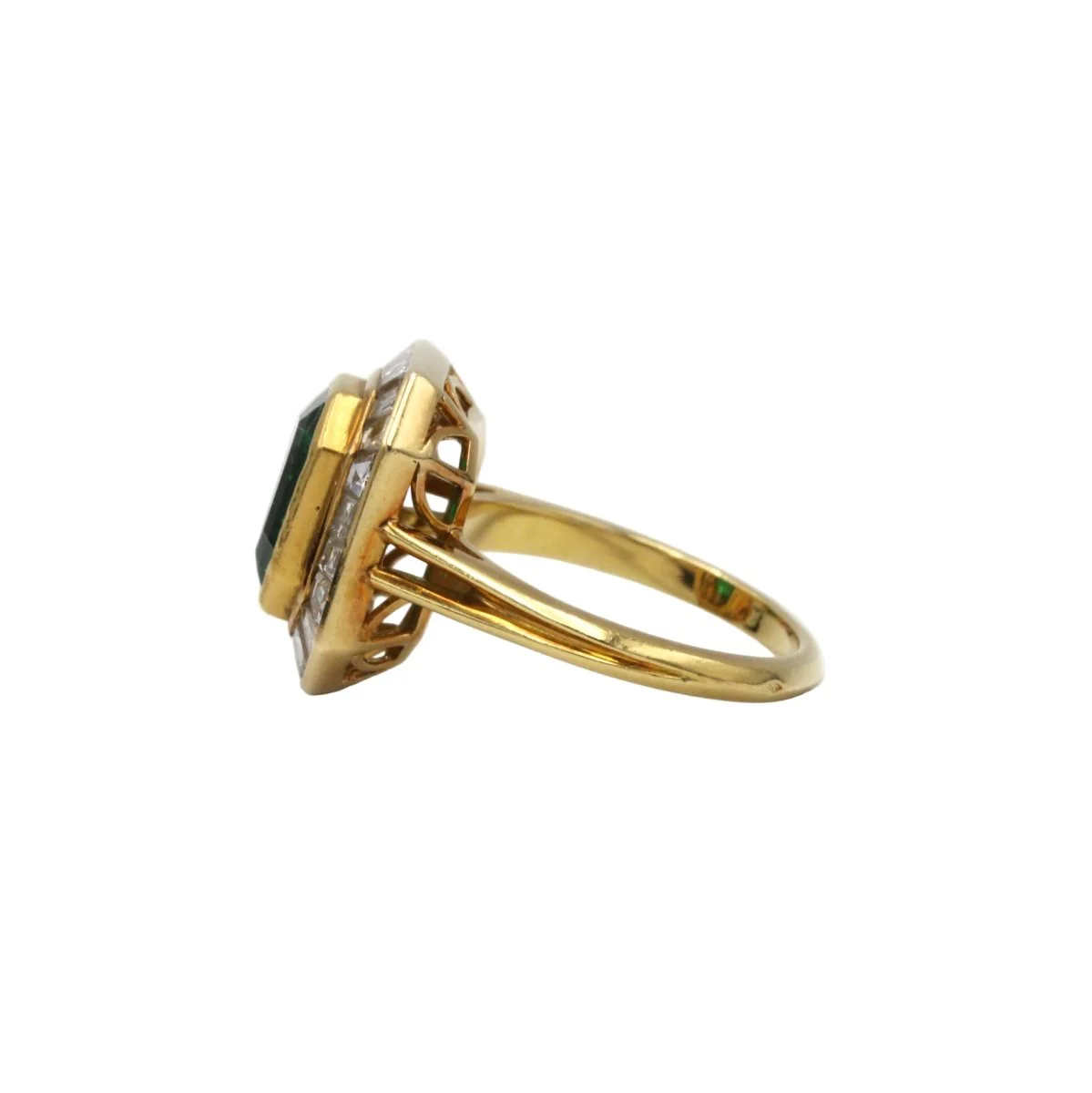 Bague - Or jaune, Diamants et Emeraude - Image 2