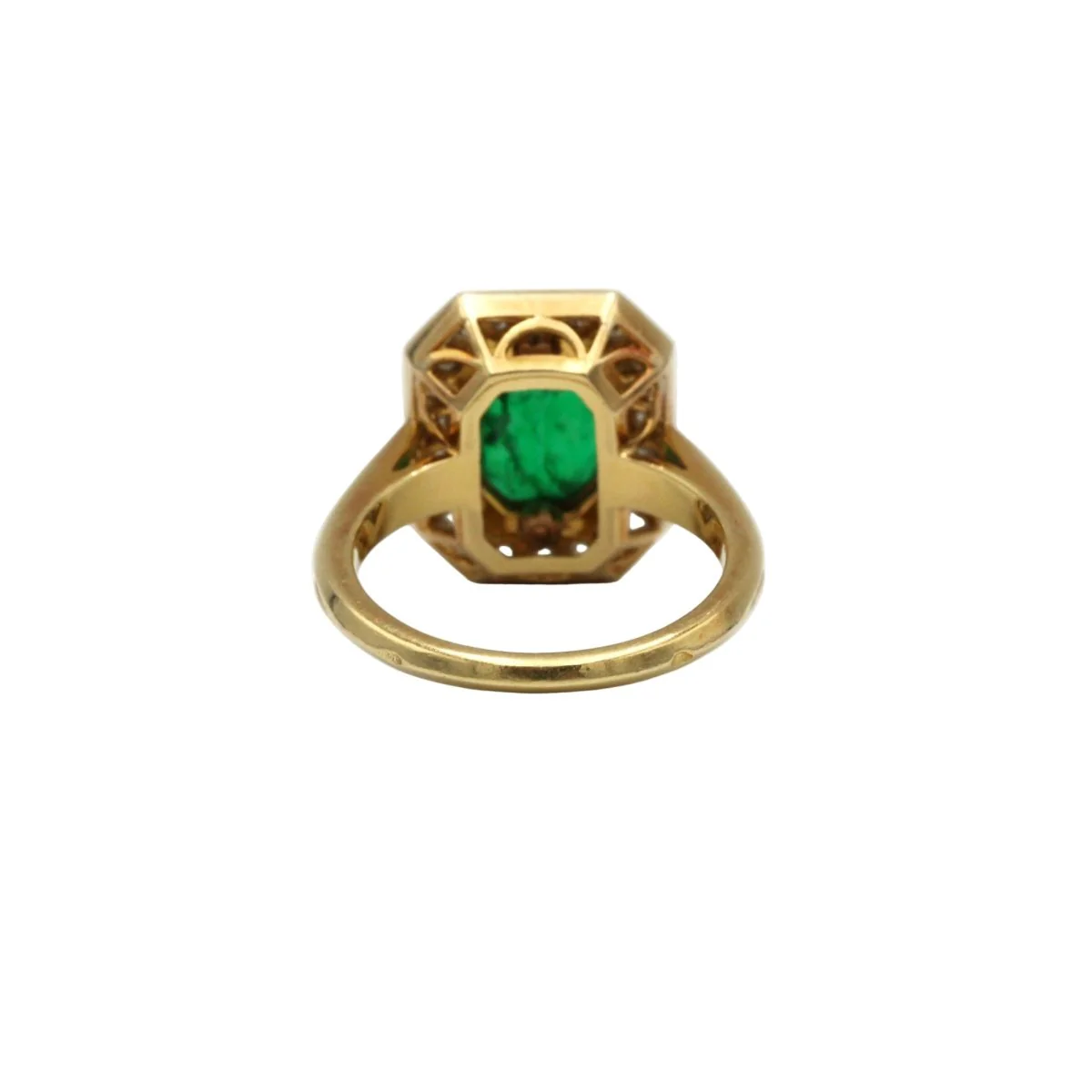 Bague - Or jaune, Diamants et Emeraude - Image 3