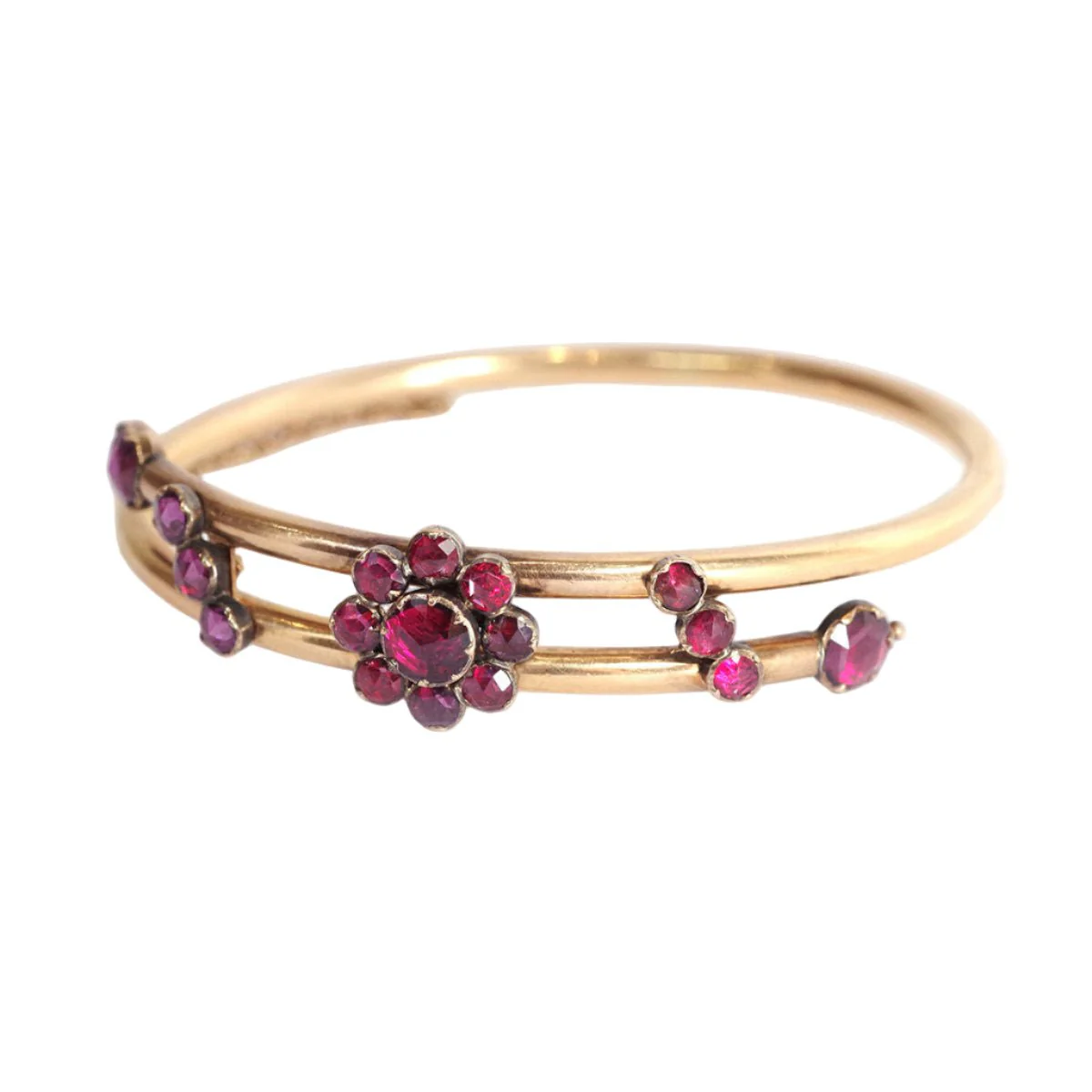 Bracelet Jonc en or rose et grenats