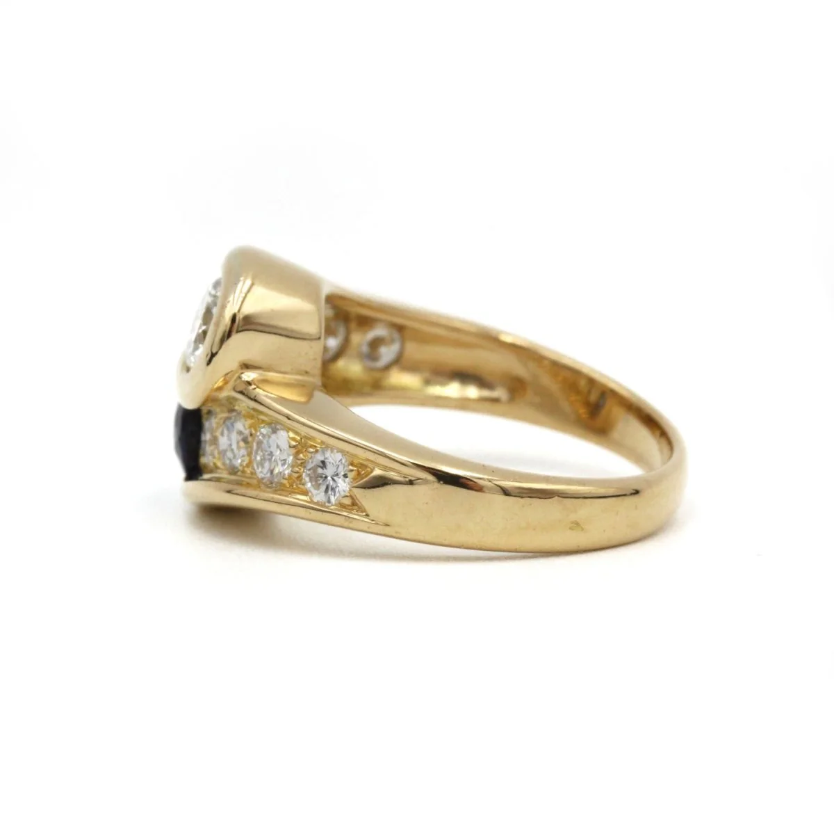 Bague - Or jaune, Diamants & Saphir - Image 2