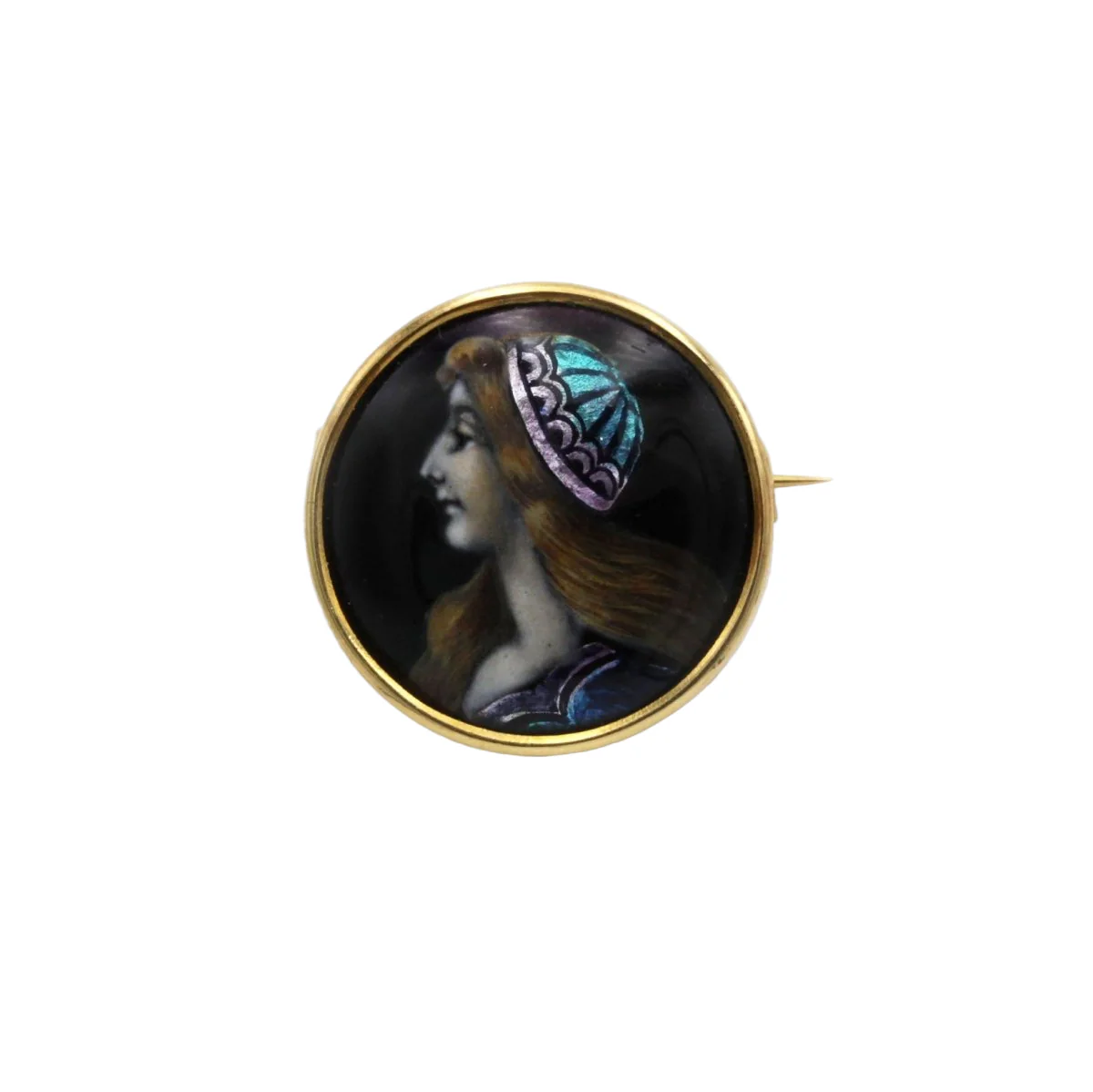 Broche Épingle en or jaune et émail