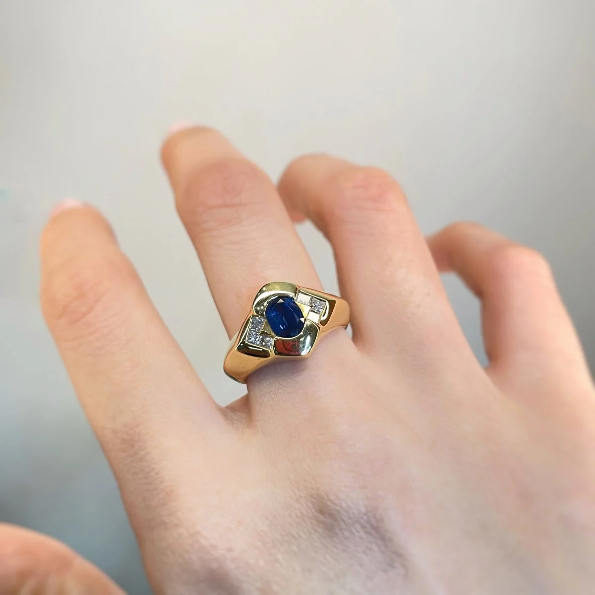 Bague - Or, Saphir Et Diamants - Image 4