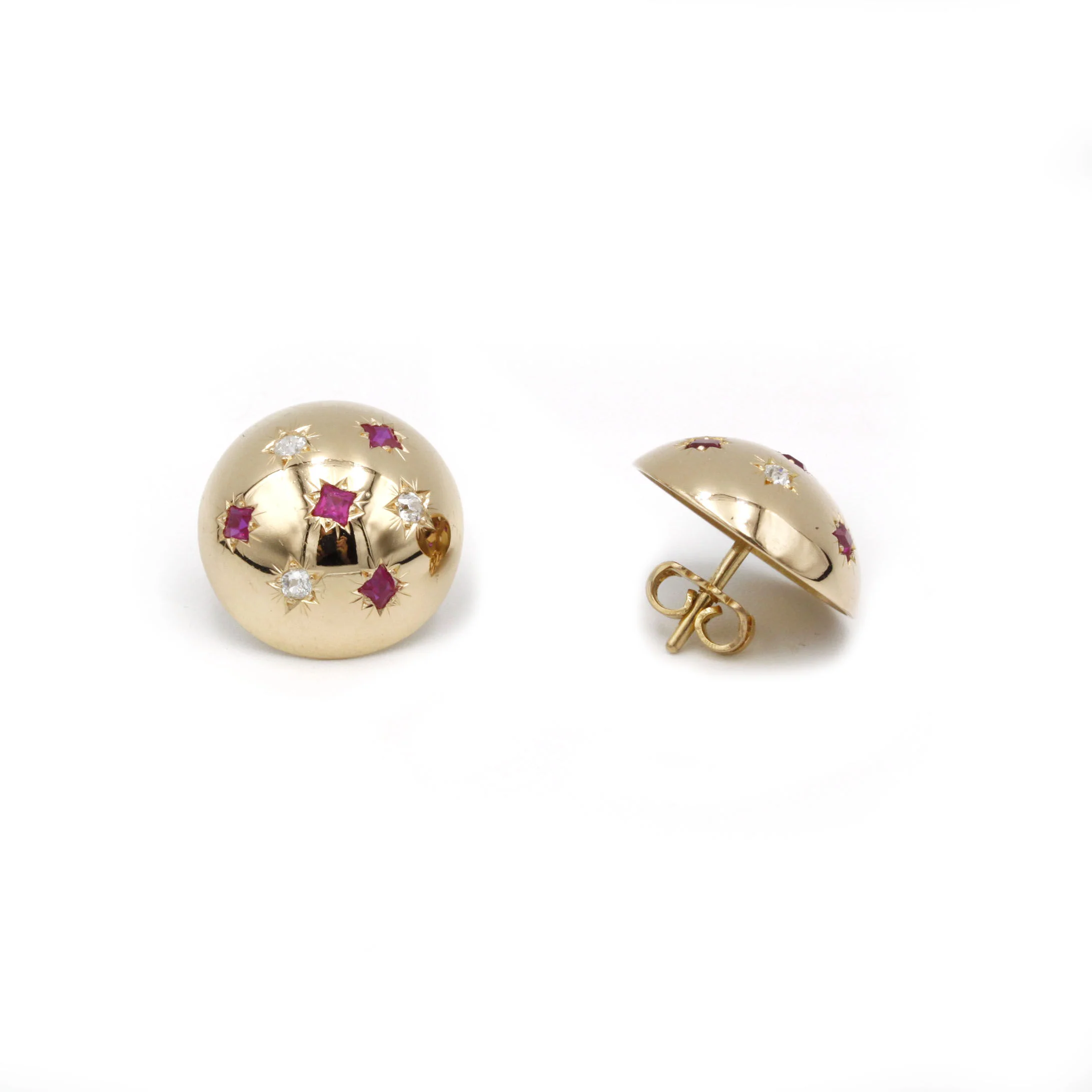 Boucles d'oreilles - Or, Diamants & Rubis