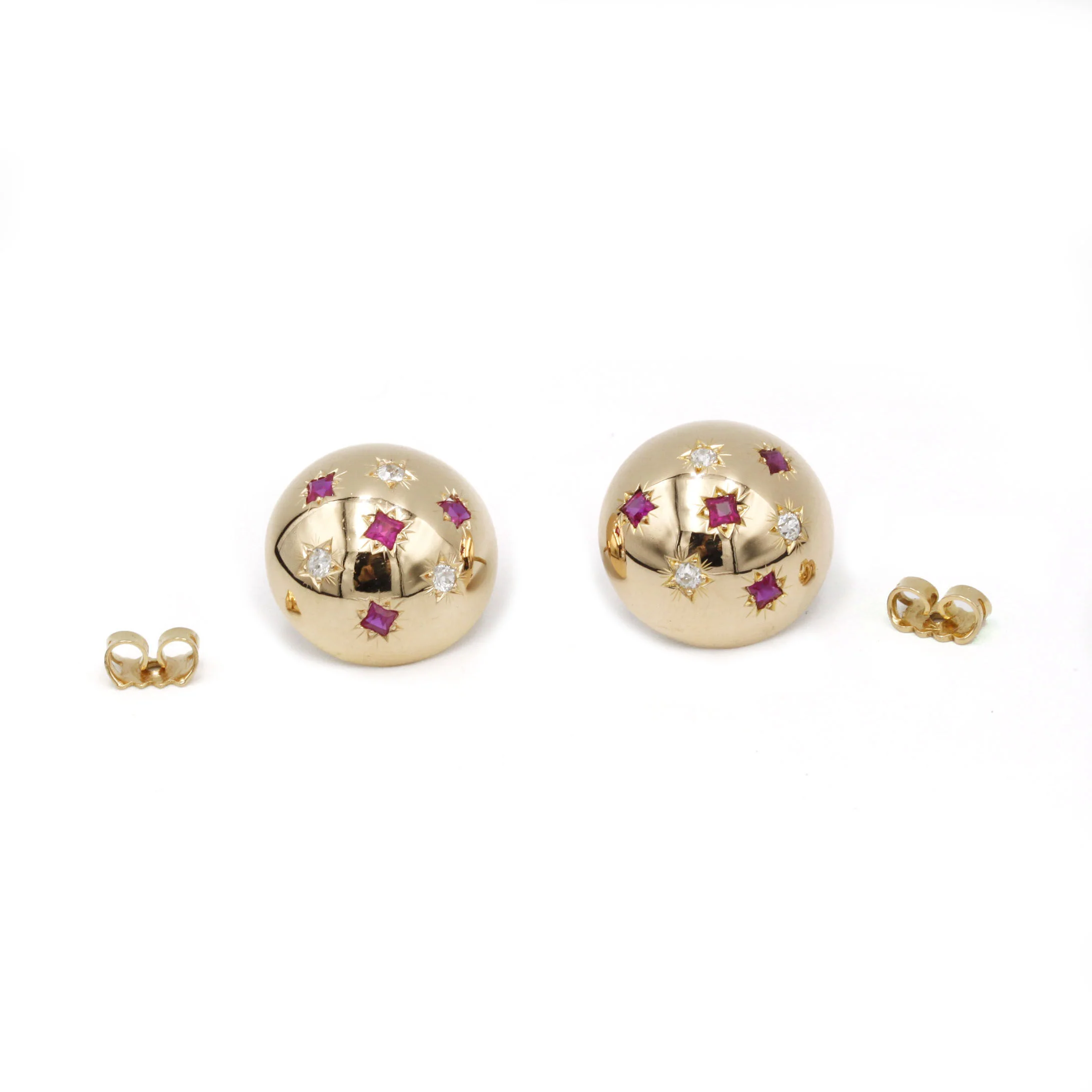 Boucles d'oreilles - Or, Diamants & Rubis - Image 3