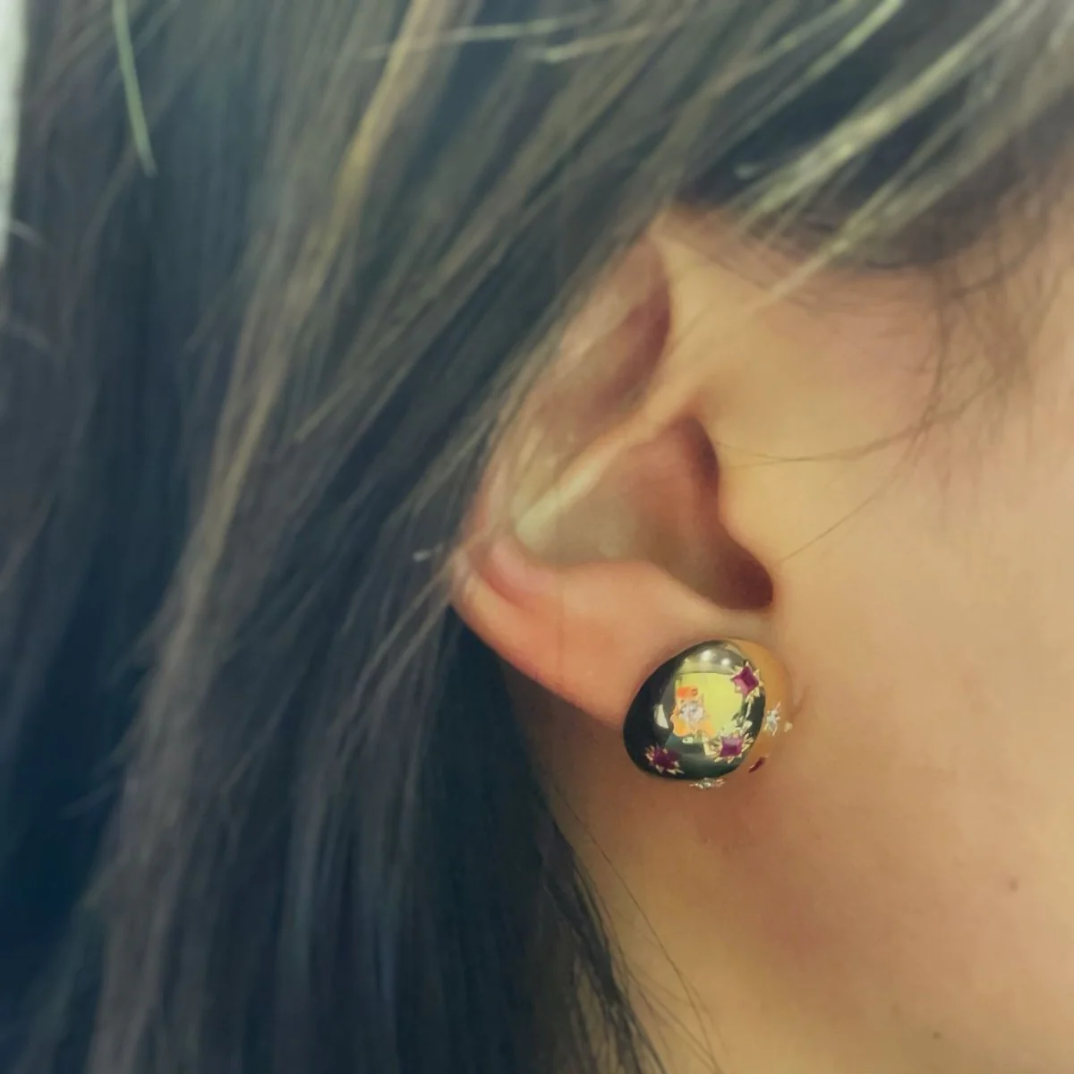 Boucles d'oreilles - Or, Diamants & Rubis - Image 6