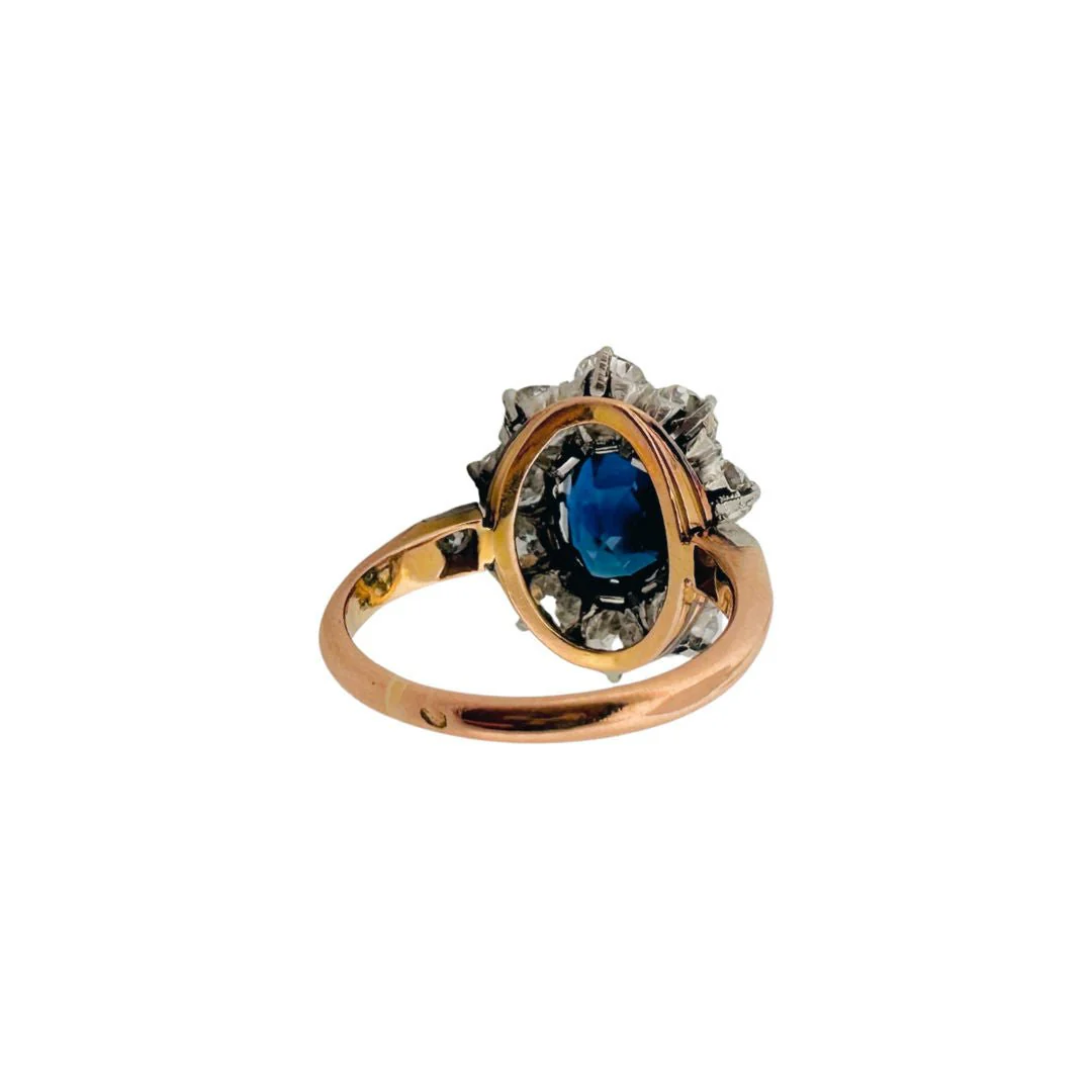 Bague Pompadour en or jaune, saphirs et diamants - Image 3