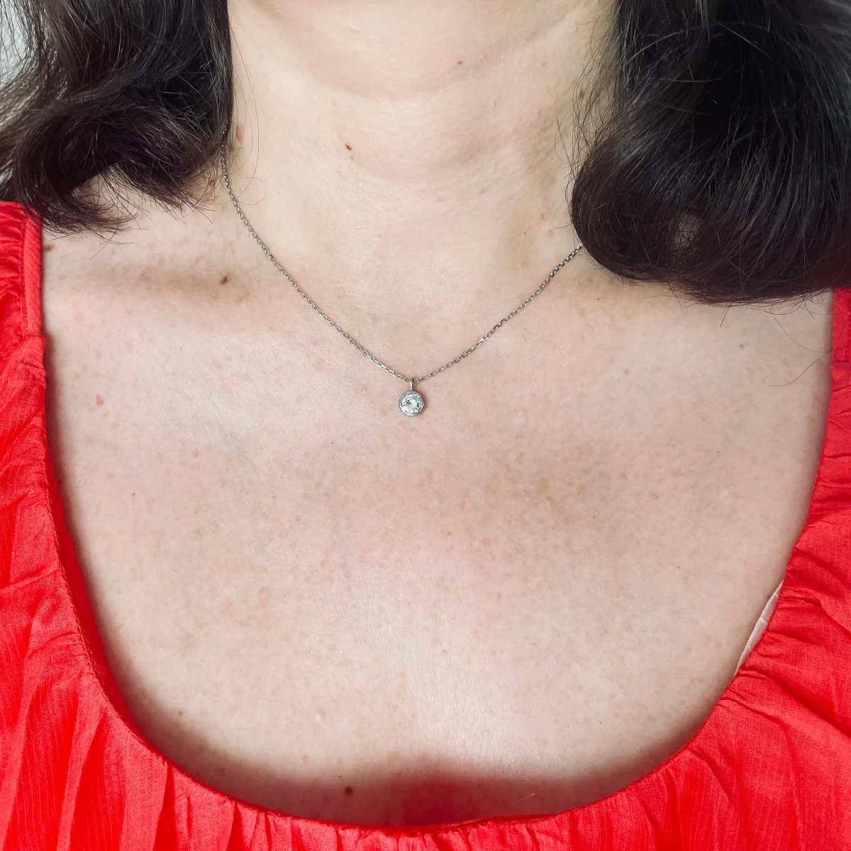 Collier solitaire diamant en or blanc - Image 2