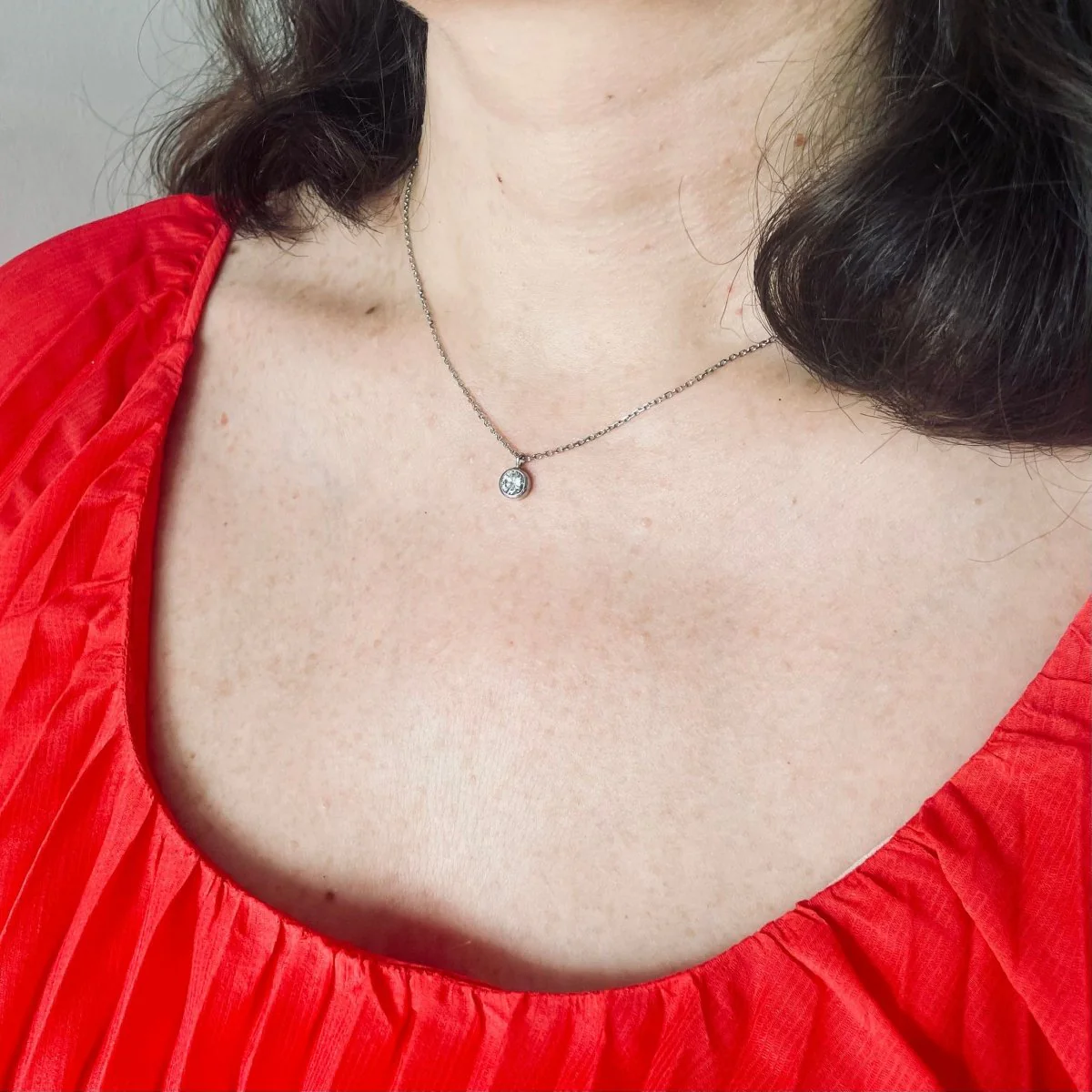 Collier solitaire diamant en or blanc - Image 4