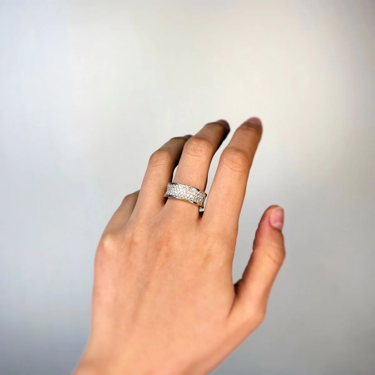 Bague Bandeau - Or jaune & Pavage Diamants - Image 4