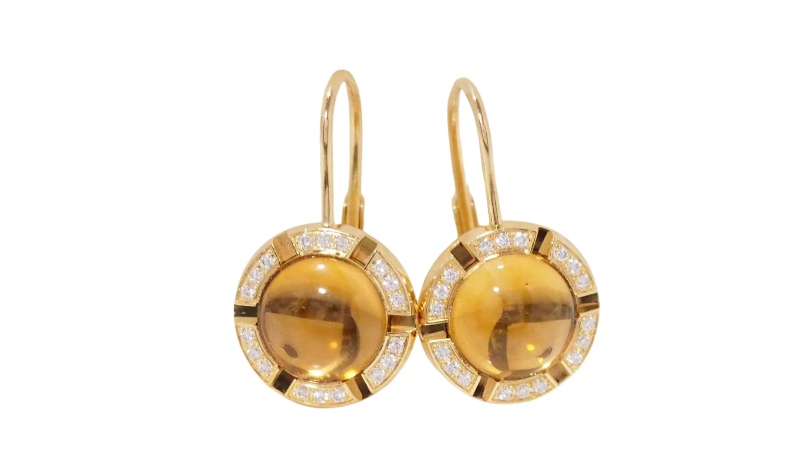 Boucles d'oreilles Dormeuses CHAUMET "Class One Croisière" en or jaune, citrines et diamants