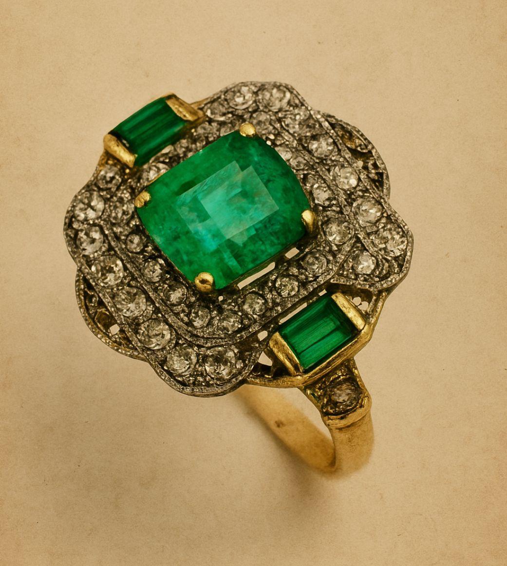 ANILLO EN ORO CON ESMERALDAS Y DIAMANTES - Image 5