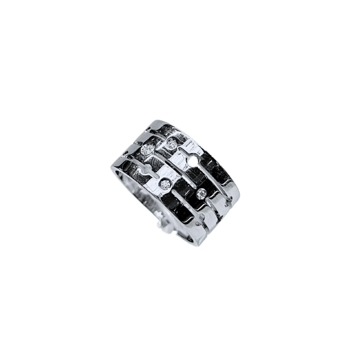 Dinh Van - Bague Pulse en or blanc 18 carats et diamants - EU57 à EU58 - Image 3