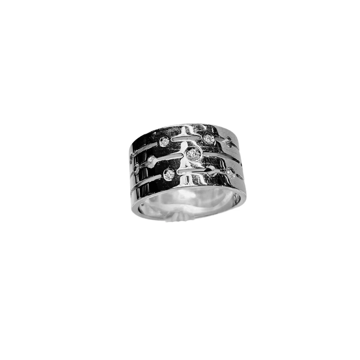 Dinh Van - Bague Pulse en or blanc 18 carats et diamants - EU57 à EU58 - Image 4