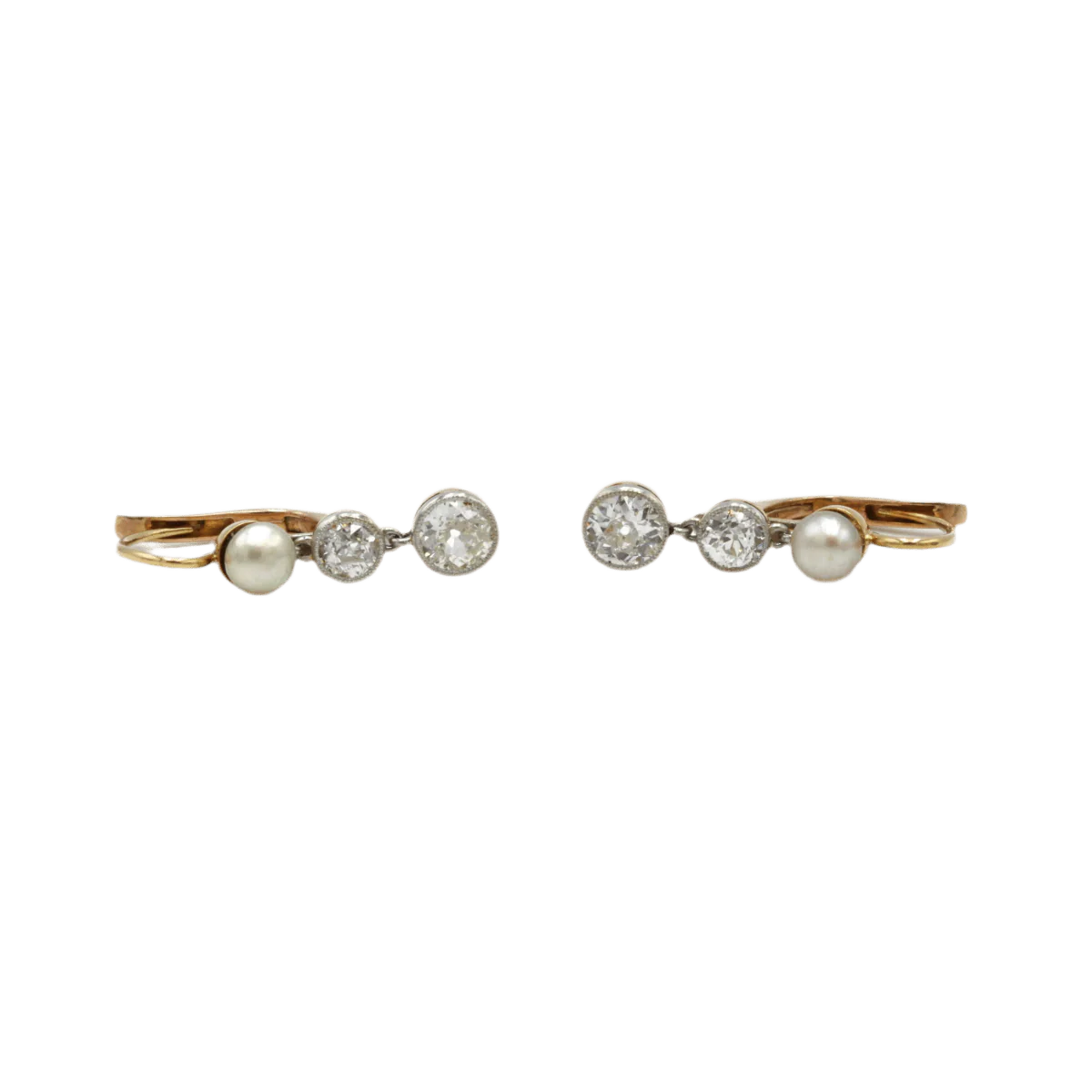 Boucles d'oreilles Dormeuses en or rose, perles et diamants - Image 2