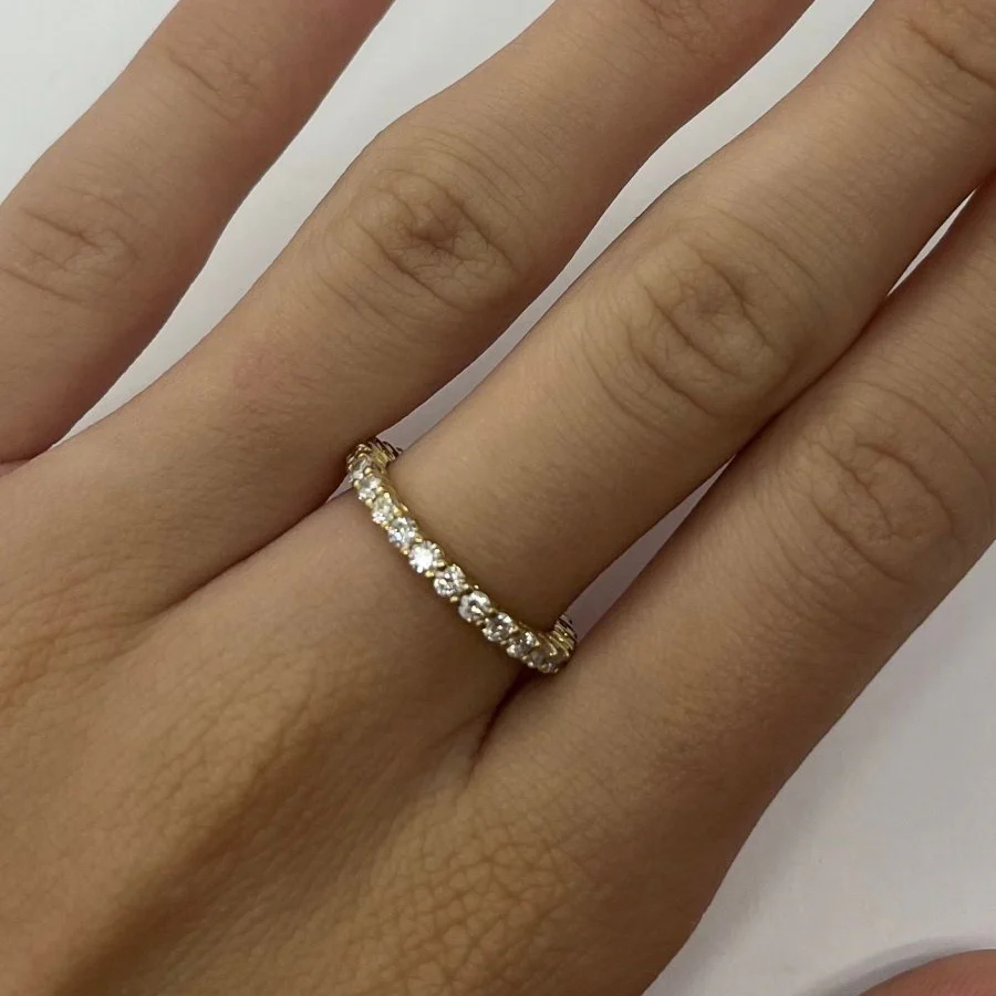 Bague Alliance en or jaune et diamants - Image 2