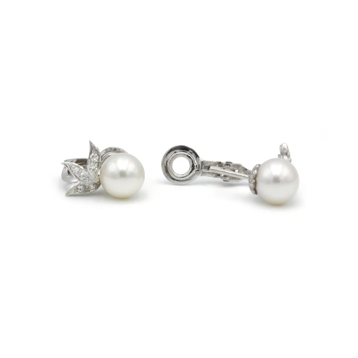 Boucles d'oreilles - Or, diamants & perles - Image 2