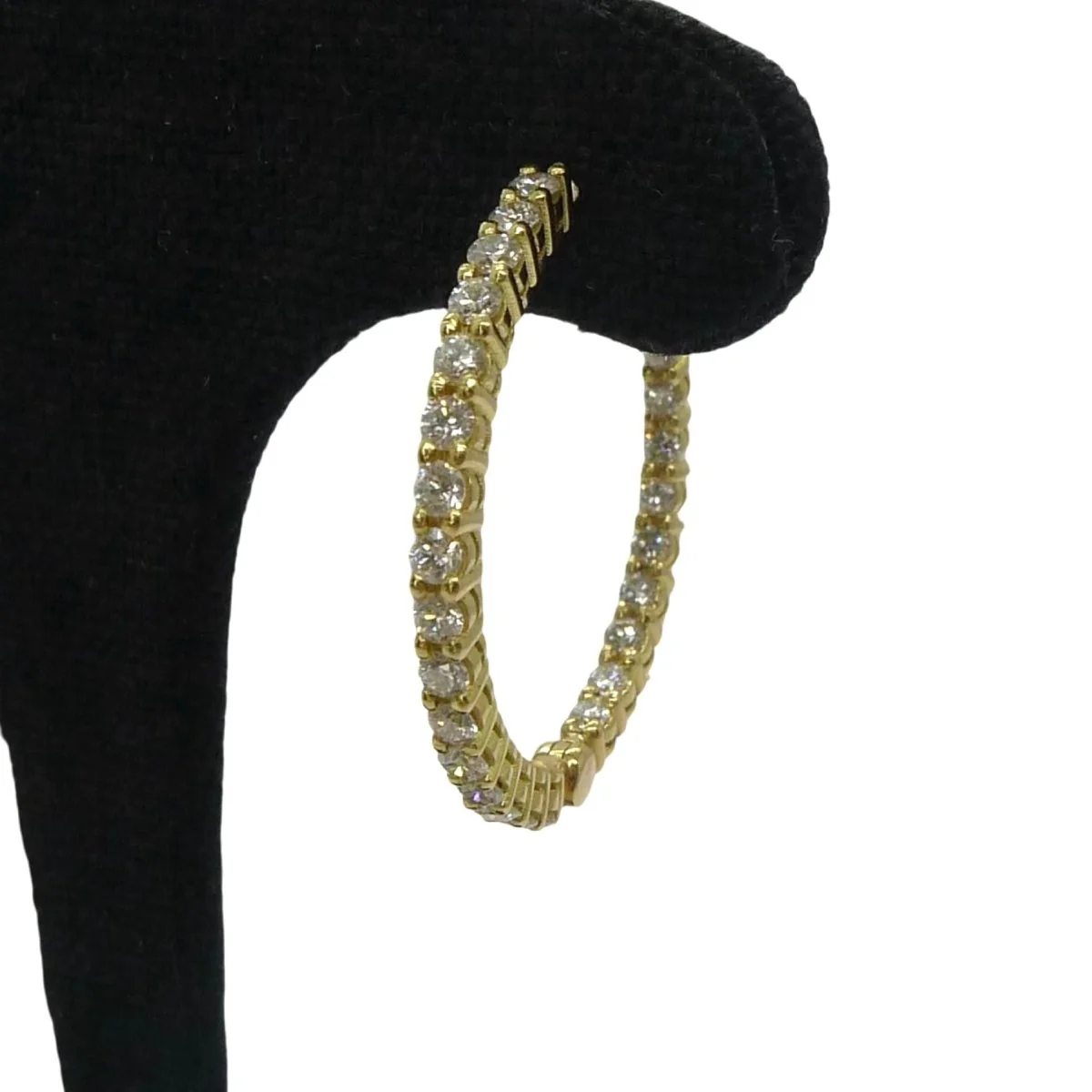 Boucles d'oreilles Créoles en or jaune et diamants - Image 3