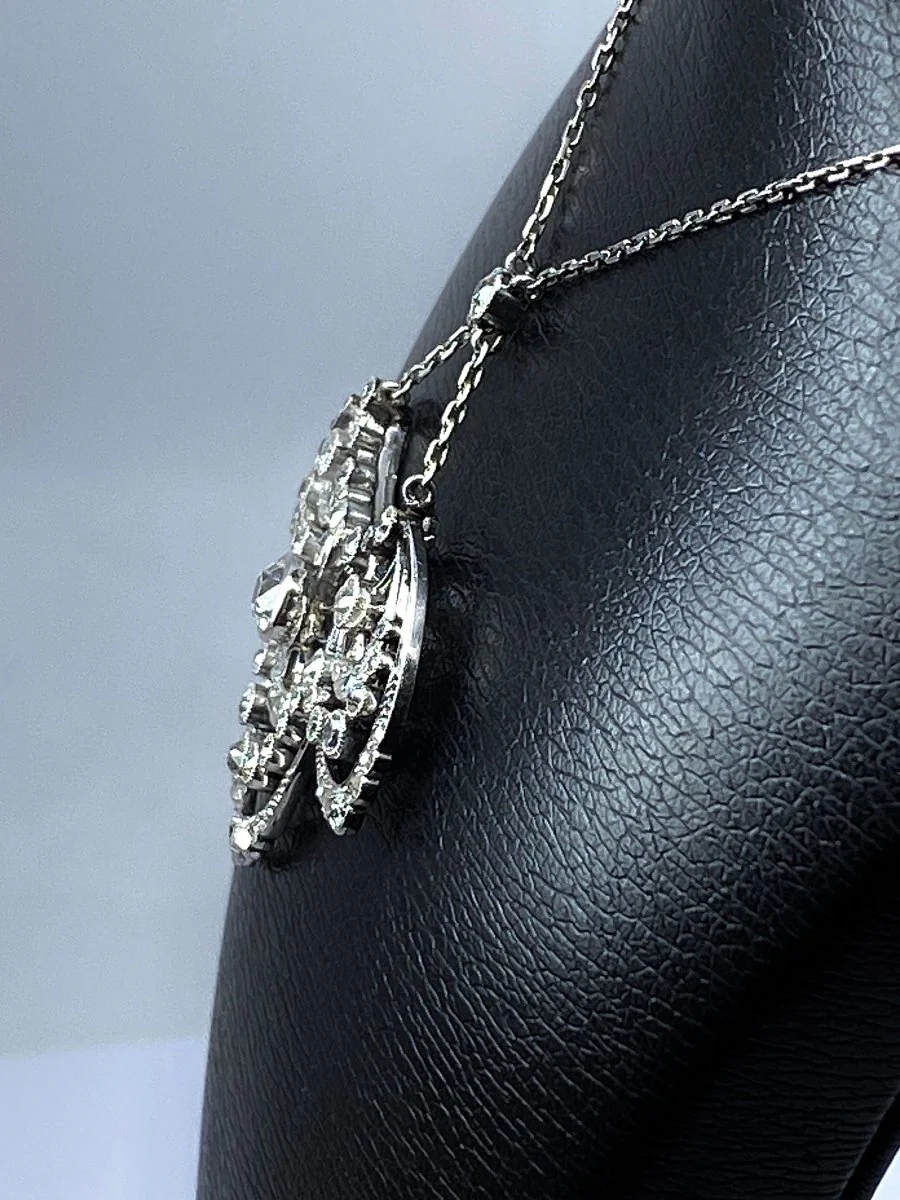 Collier pendentif en platine, diamants, époque 1900 - Image 4