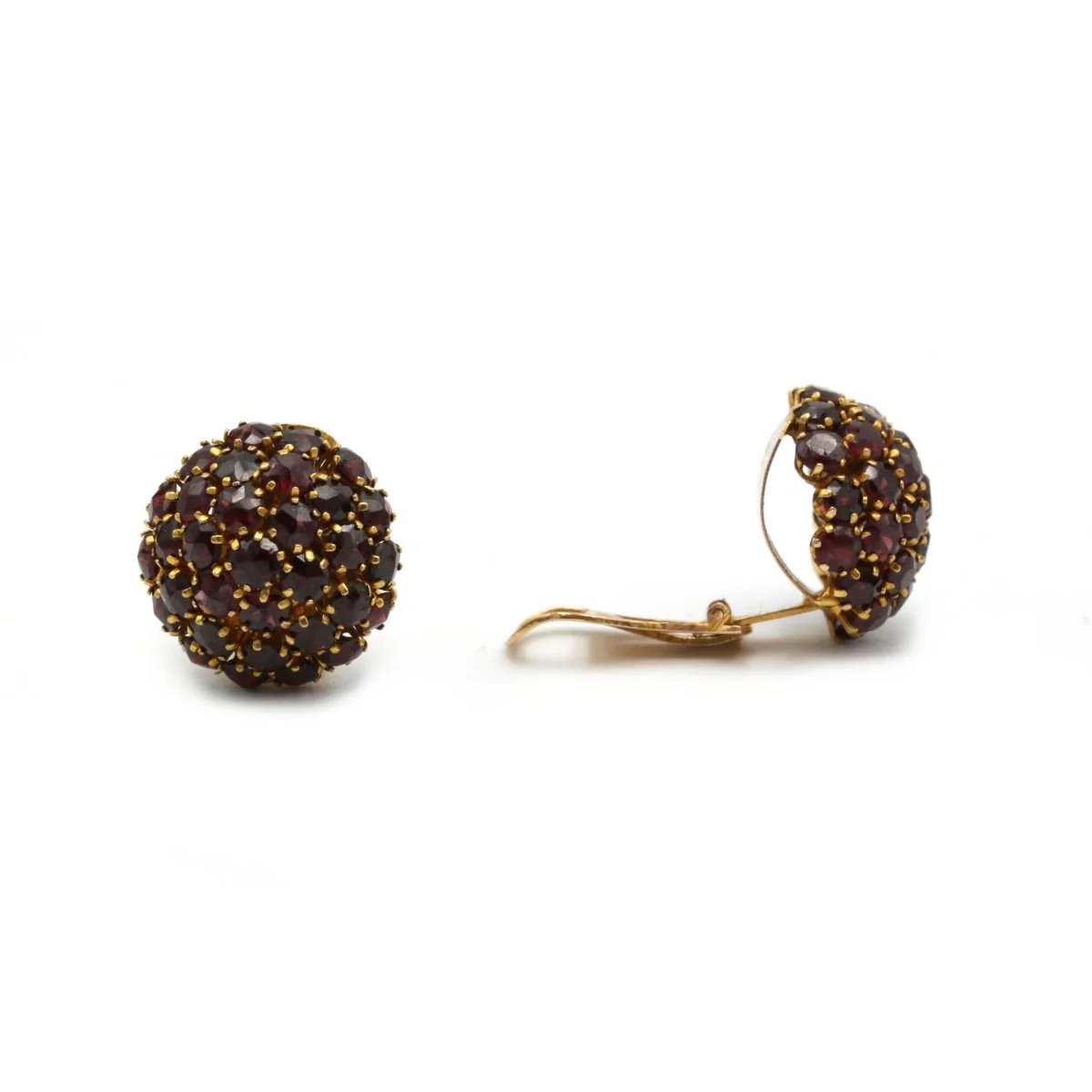 Boucles d'oreilles Clips en or jaune et grenats - Image 2