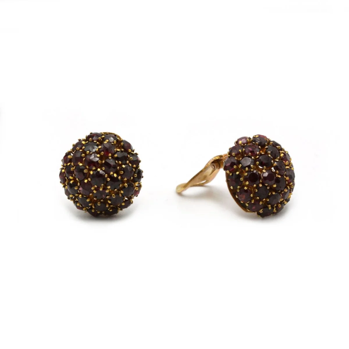 Boucles d'oreilles Clips en or jaune et grenats - Image 3