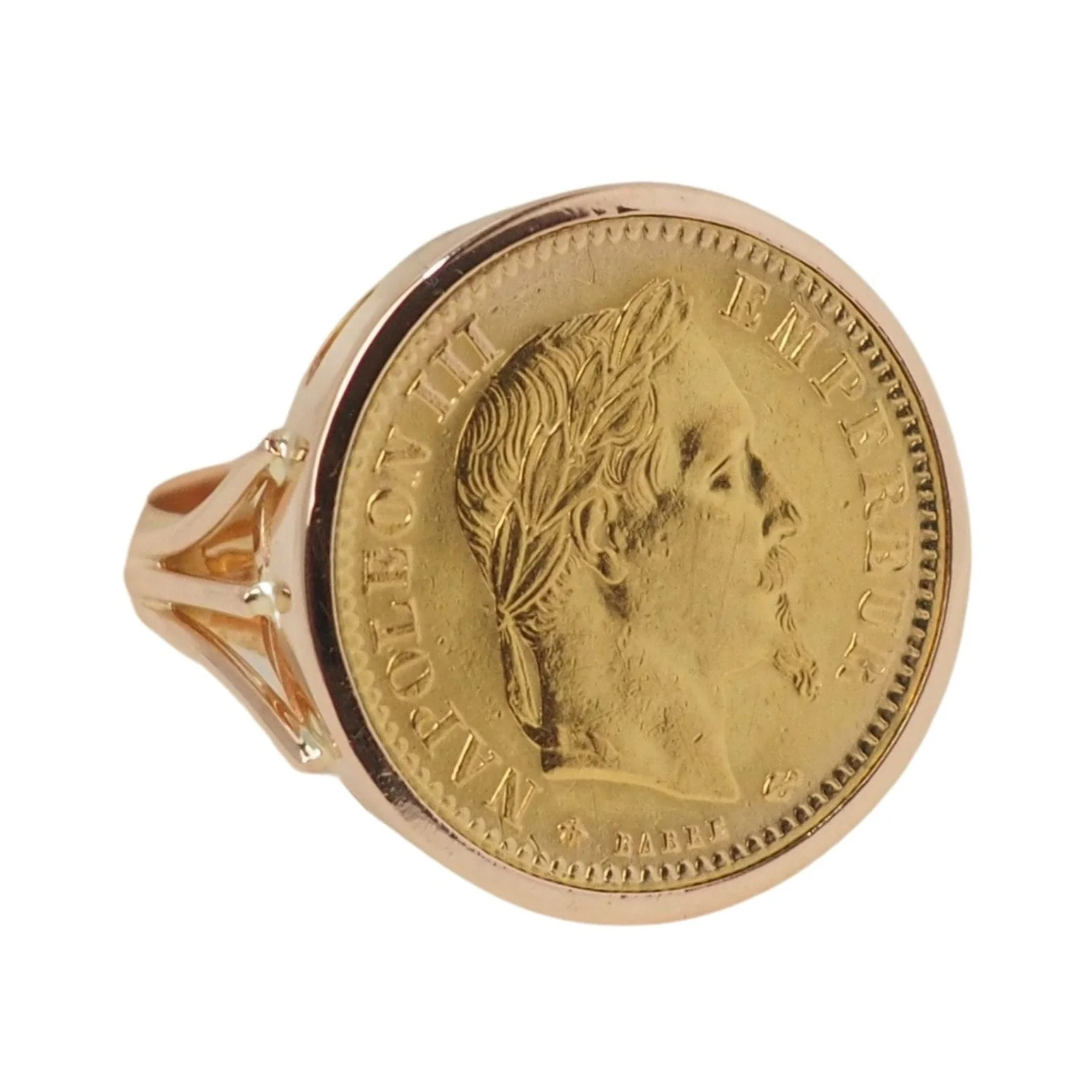 Bague Chevalière Pièce Napoléon III en or jaune - Image 3