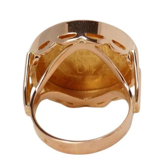 Bague Chevalière Pièce Napoléon III en or jaune - Image 4