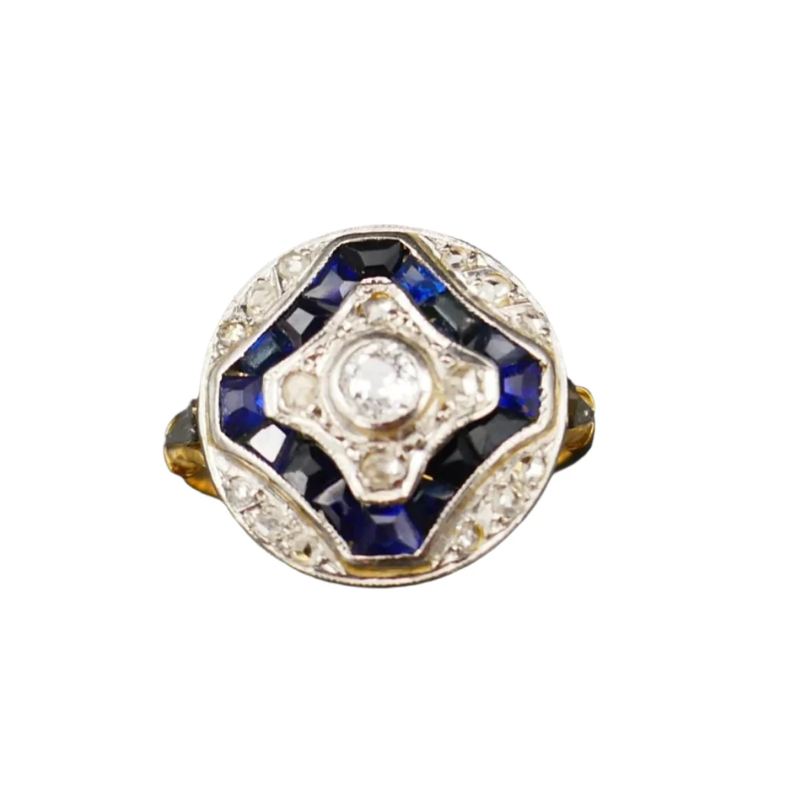 Bague Art Déco Diamants Et Saphirs Calibrés