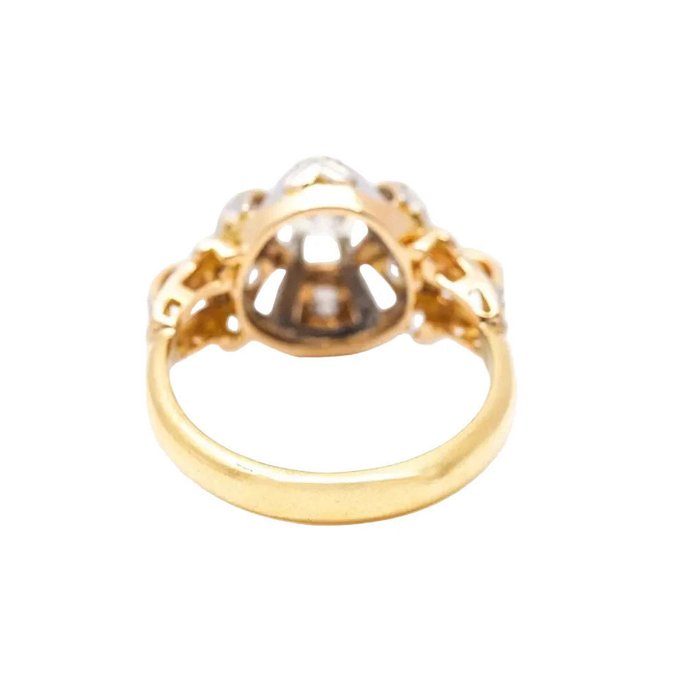 Bague en or jaune, platine et diamants. - Image 3
