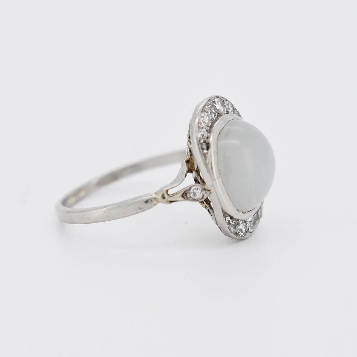 Bague Art Deco Or Pierre de Lune Diamants - Image 4
