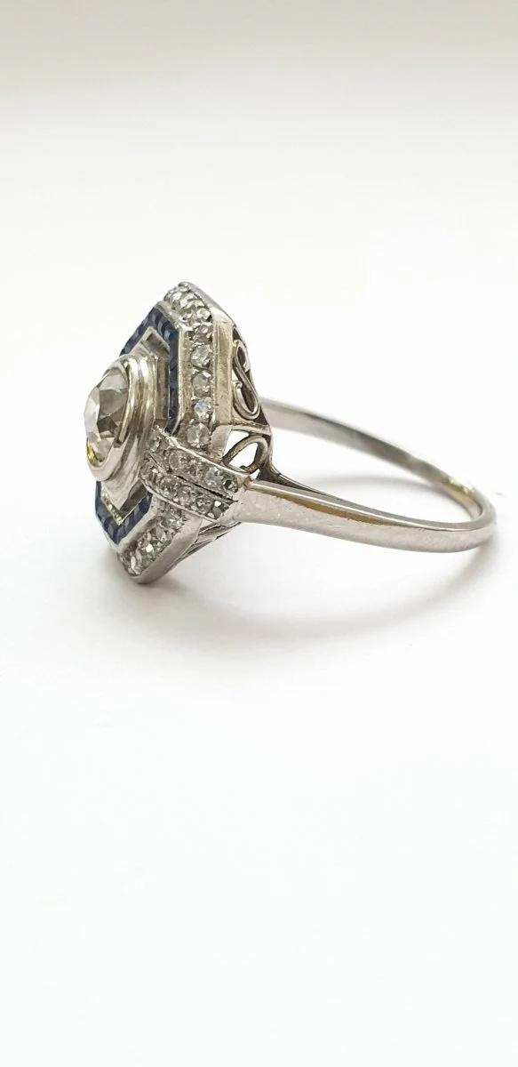 Bague art déco années 30 platine diamants - Image 4