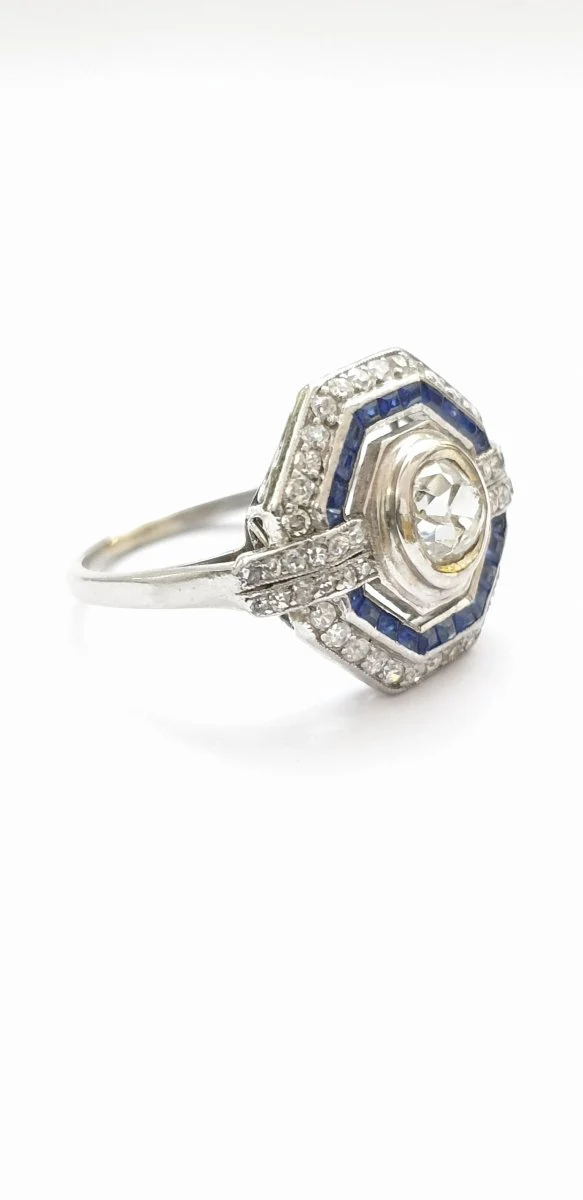 Bague art déco années 30 platine diamants - Image 5