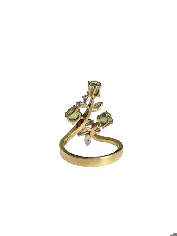 Bague végétale en or jaune et blanc 18k - Image 4