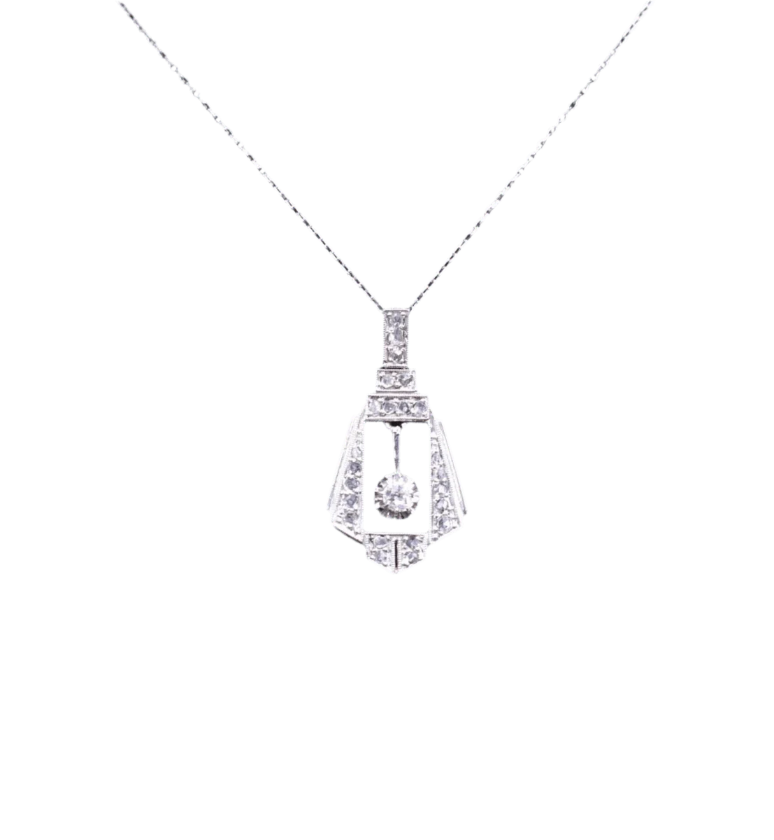 Collier Pendentif en platine et diamants